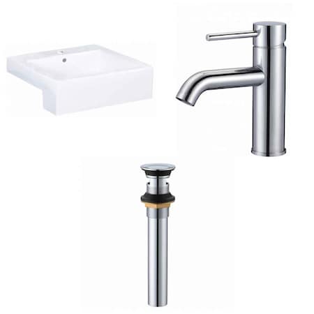 20.25-in. W Semi-Recessed White Vessel Set For 1 Hole Center Faucet